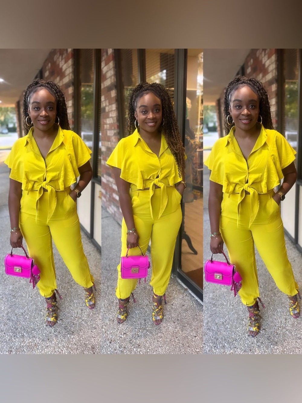 Yellow Tie-Waist pant set
